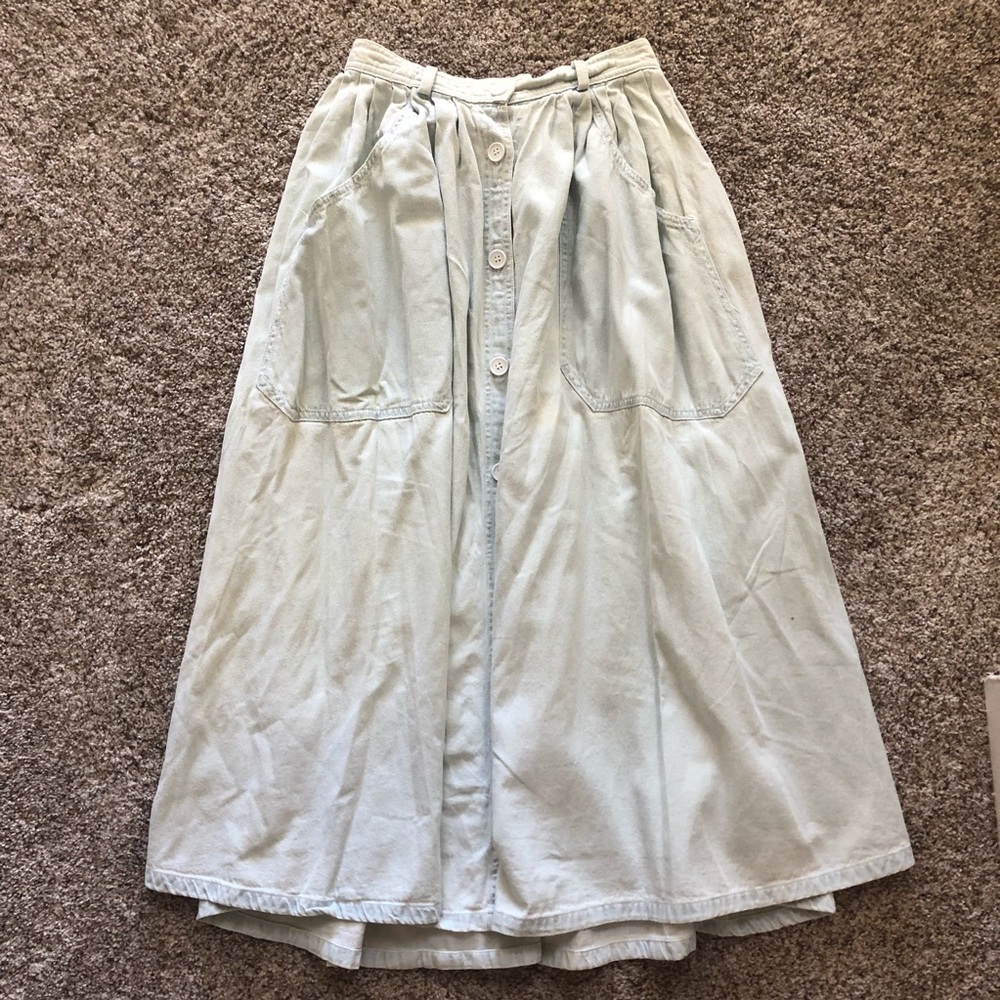 American Apparel Chambray Midi Skirt